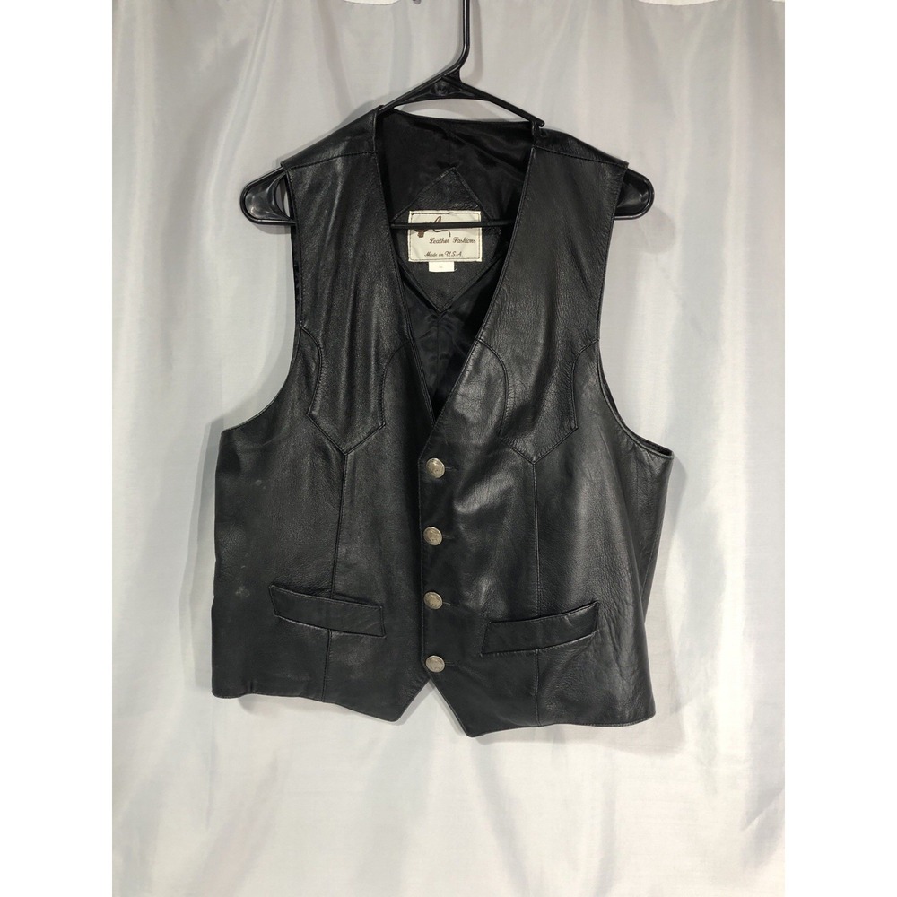 Vintage Continental Leather Fashions Leather Vest Size 44 Buffalo Nickel Buttons